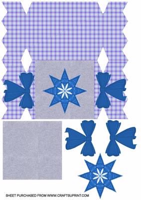 Blue Tartan Christmas Cracker Shaped Card