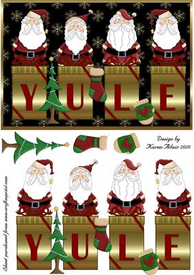 Santa's Yule Card Front with Step by Step
