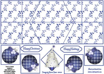 Christmas Tree in Blue Double Diamond Fold Card