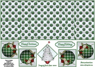 Christmas Tree in Green Double Diamond Fold Card