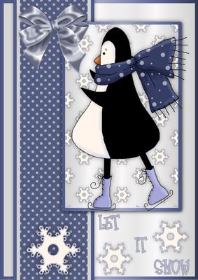 Skating Penguin 2 A4 Card Front
