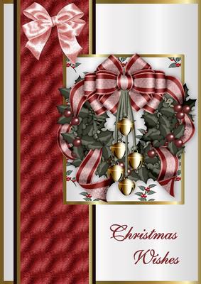 Christmas Wreath and Bells A4 Card Front