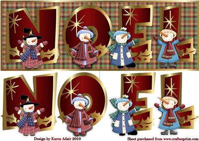 Whimsy Snowmen's Noel - Large Dl Card Front and Step by Step