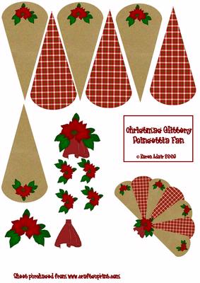 Christmas Glittery Poinsettia Fan