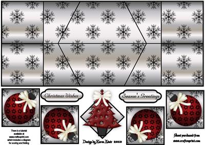 Red Tree on Silver and Black Double Diamond Fold Card