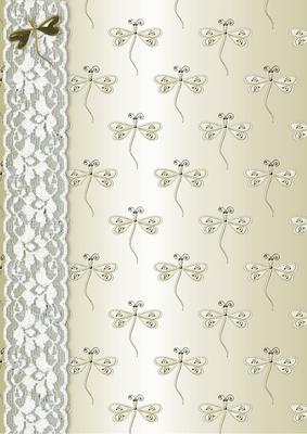 Dragonflies 'n Lace Background/card Front in Beige