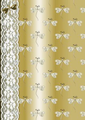 Dragonflies 'n Lace Background/card Front in Gold