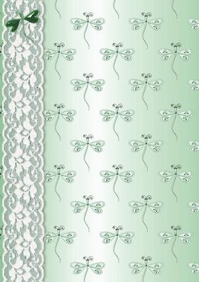 Dragonflies 'n Lace Background/card Front in Green