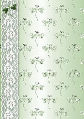 Dragonflies 'n Lace Background/card Front in Lime