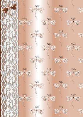 Dragonflies 'n Lace Background/card Front in Peach