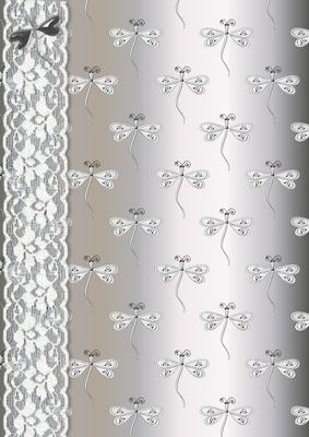 Dragonflies 'n Lace Background/card Front in Silver