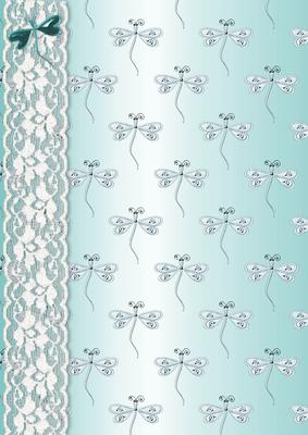 Dragonflies 'n Lace Background/card Front in Turquoise