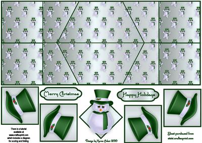 Jolly Snowman in Green Double Diamond Fold Card