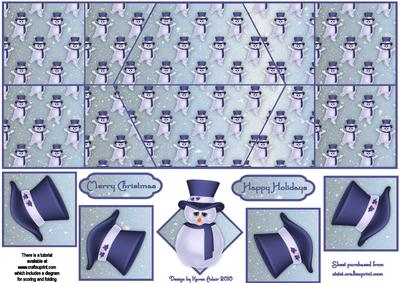 Jolly Snowman in Blue Double Diamond Fold Card