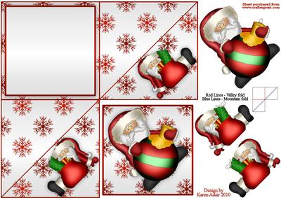 Santa and His Bauble Diamond Fold Card