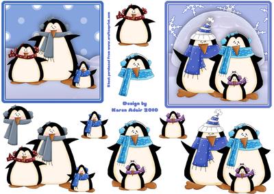 Christmas Penguins Large Toppers with Step by Step