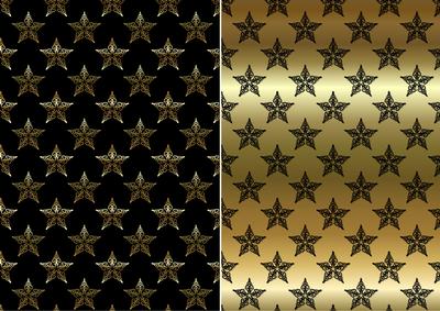 Christmas Flourish Stars in Black and Gold Backgrounds