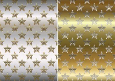 Christmas Flourish Stars in Silver and Gold Backgrounds