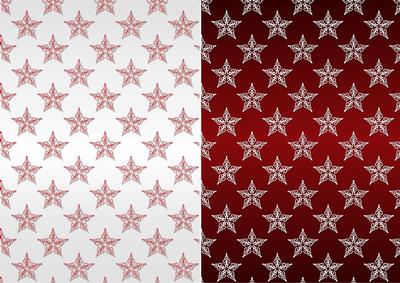 Christmas Flourish Stars in Red and White Backgrounds