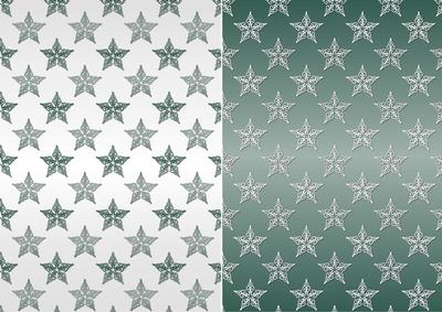 Christmas Flourish Stars in Green and White Backgrounds