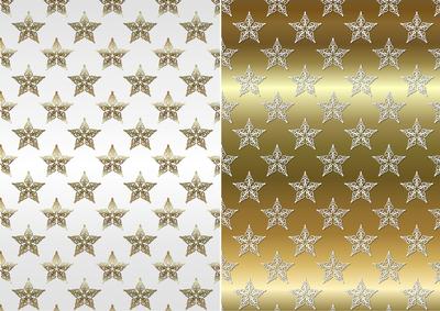 Christmas Flourish Stars in Gold and White Backgrounds