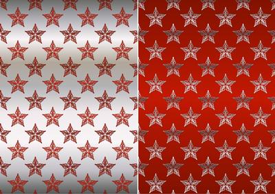 Christmas Flourish Stars in Red and Silver Backgrounds