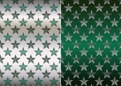 Christmas Flourish Stars in Green and Silver Backgrounds