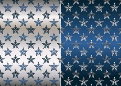 Christmas Flourish Stars in Blue and Silver Backgrounds
