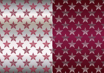 Christmas Flourish Stars in Burgundy and Silver Backgrounds