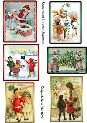 Vintage Christmas Children Toppers
