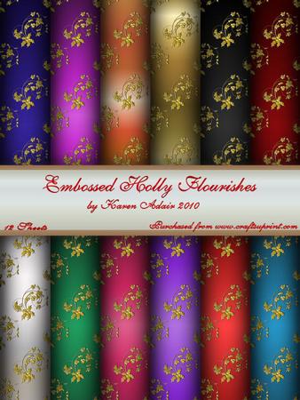 Embossed Holly Flourishes Paper Pack