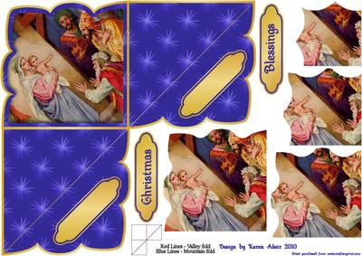 Nativity Scallop Shaped Diamond Top Card with Pyramage