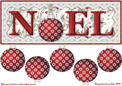 Noel Large Dl Card Front with 3D Bauble