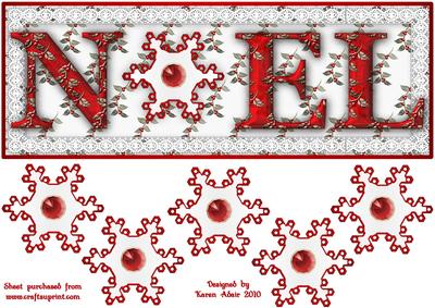 Noel Large Dl Card Front with 3D Snowflake