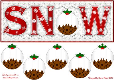 Snow Pudding Large Dl Card Front N 3D Pudding Embellishment