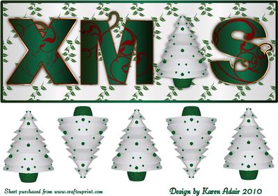 Xmas Tree Large Dl Card Front with 3D Tree Embellishment