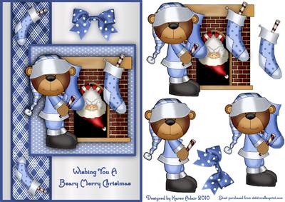 A Beary Merry Christmas Card Front with Step by Step