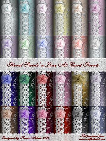 Floral Swirls 'n Lace A5 Card Fronts