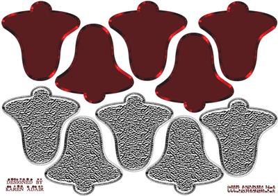 3D Bell Tree Decoration in Red and Silver