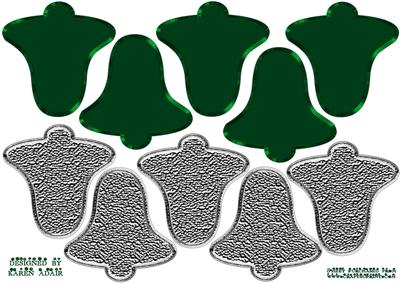 3D Bell Tree Decoration in Green and Silver