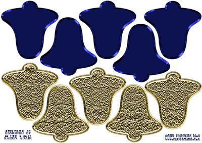 3D Bell Tree Decoration in Blue and Gold