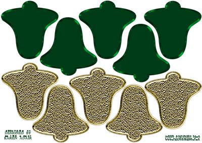 3D Bell Tree Decoration in Green and Gold