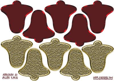 3D Bell Tree Decoration in Red and Gold