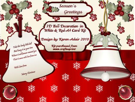 3D Bell Decoration in White and Red A4 Card Kit