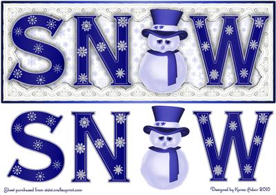 Snowman Snow in Blue Large Dl Card Front with Step by Step