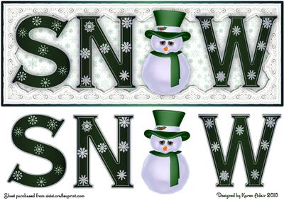 Snowman Snow in Green Large Dl Card Front with Step by Step