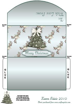 Christmas Tree in Green Money and Gift Voucher Wallet