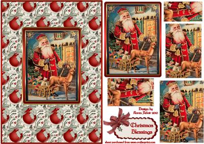 Vintage Santa Blessings Pyramid Card Front