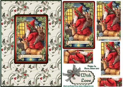 Vintage Santa Comes to Call Pyramid Card Front