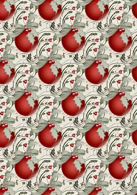 Christmas Red Baubles Background Paper